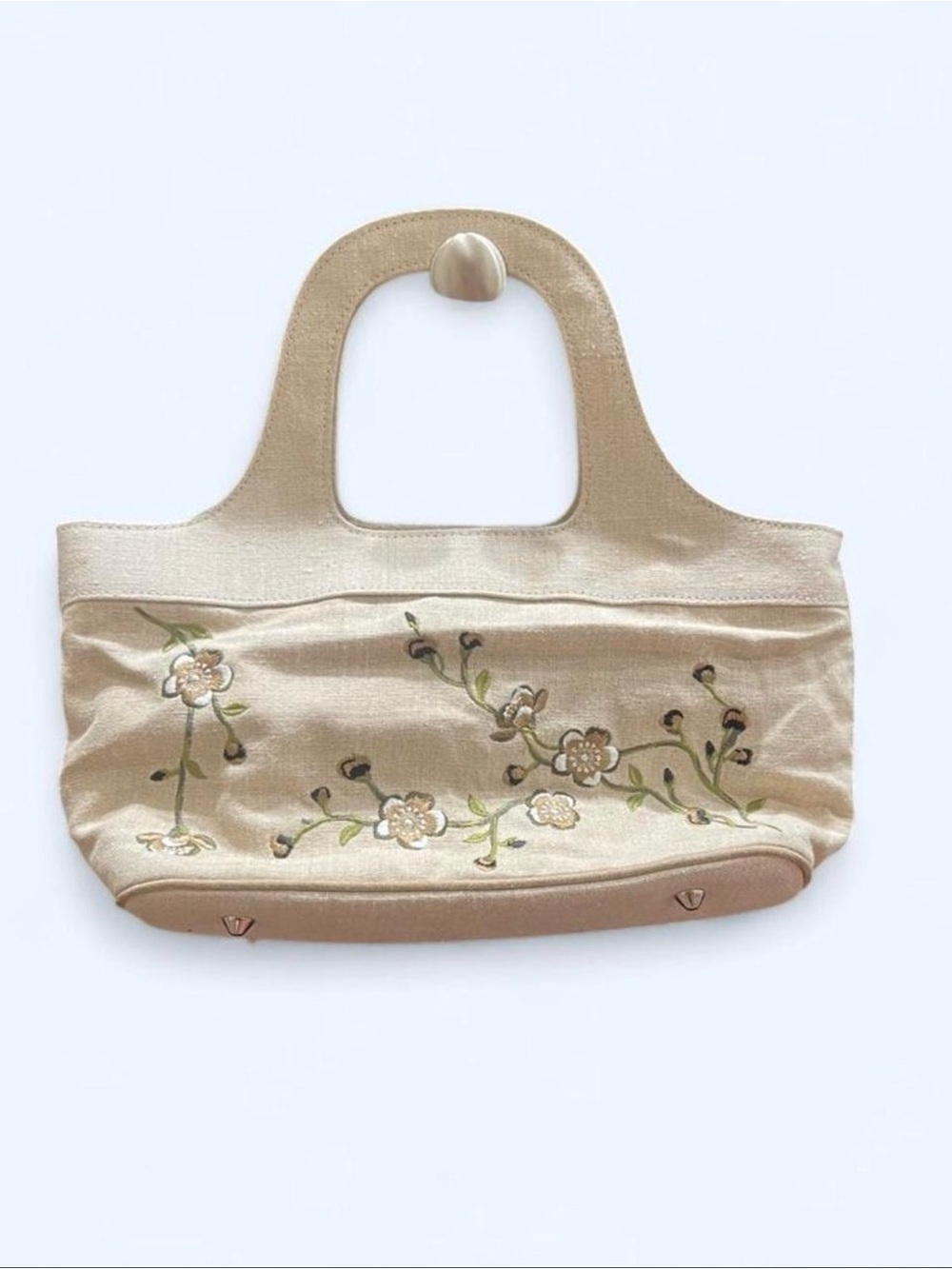 Ann Taylor Beige Floral Embroidered Tote